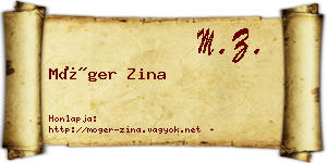 Móger Zina névjegykártya